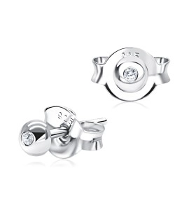 Ball Shaped With Rhinestone Silver Ear Stud STS-5293
